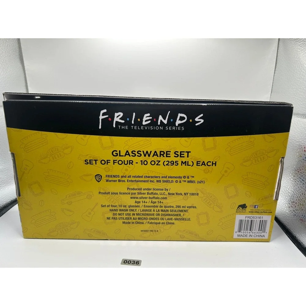 Friends The Television Series Glassware Set Central Perk 10oz Set of 4 New #947